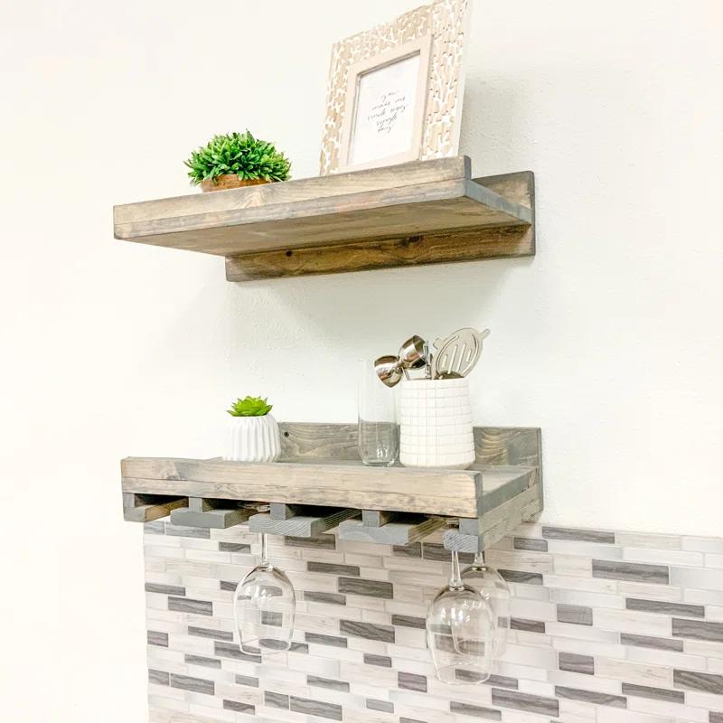Birch Lane™ Charla Solid Wood Wall Mounted Wine Glass Rack