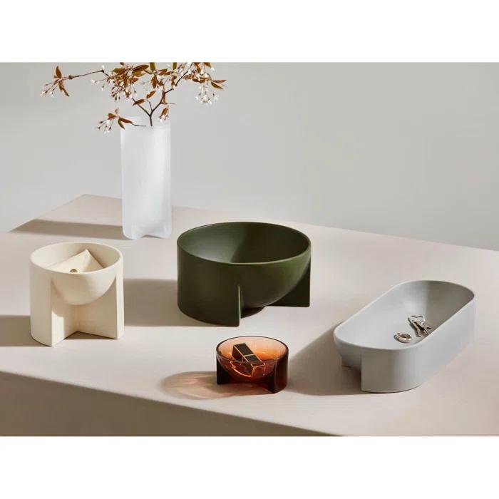 Kuru Ceramic Decorative Bowl in Light Gray