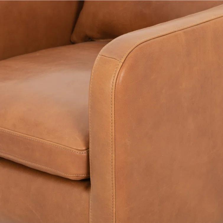 Rounded Back Leather Swivel Chair