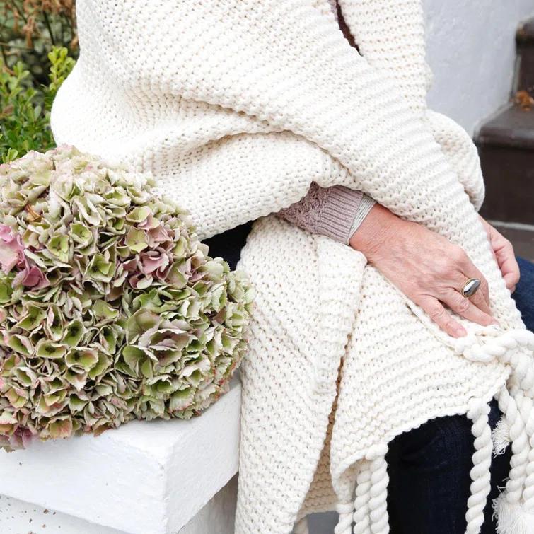 Trestles Chunky Knit Throw by Pom Pom at Home - White