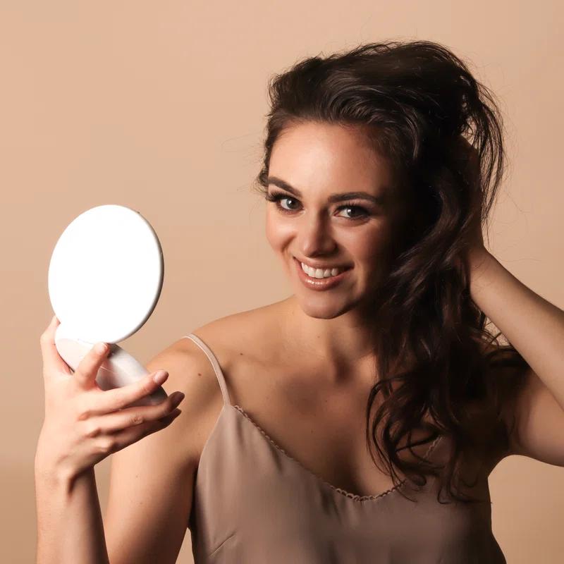 Modern Lighted Magnifying Compact Mirror