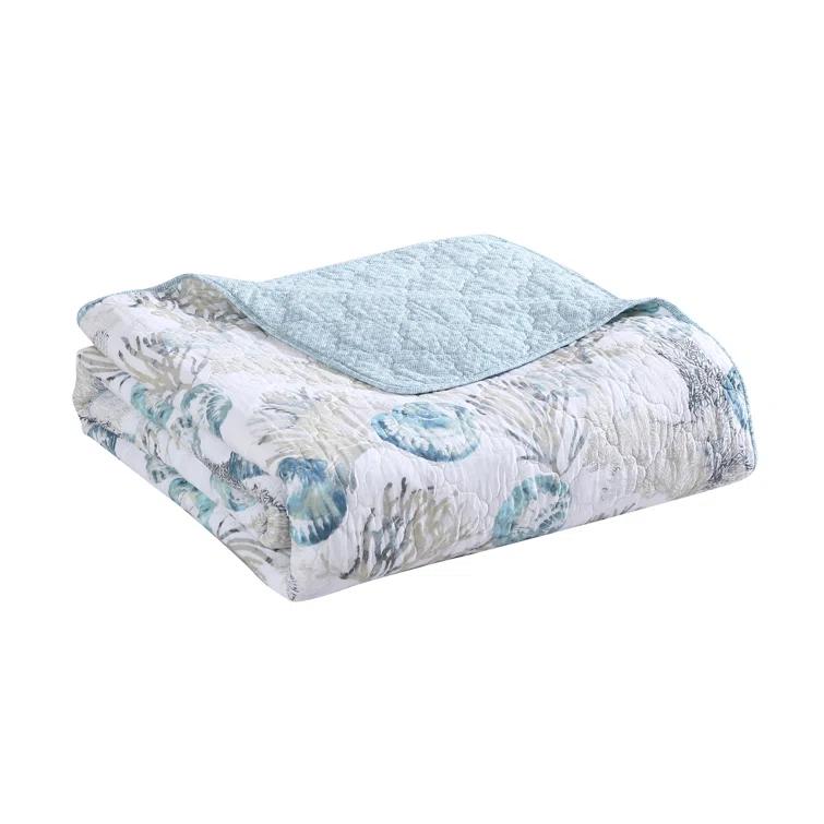 Tommy Bahama Freeport Blue Cotton Reversible Quilt Set