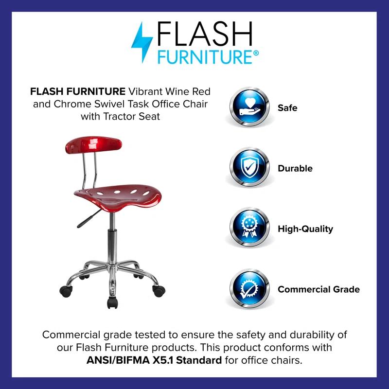 Flash Furniture Bonavant Adjustable Swivel Chair for Desk and Office with Tractor Seat
