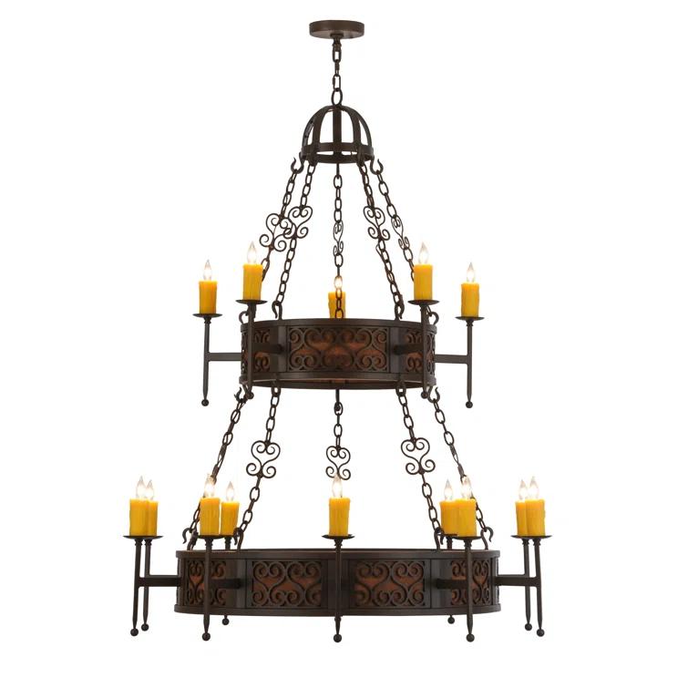 Toscano 48" Bronze Two-Tier Candle Chandelier