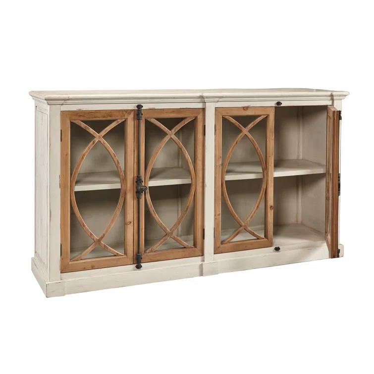 Chamblis 80-inch Fretwork Hutch Sideboard Server with Cremone Bolts