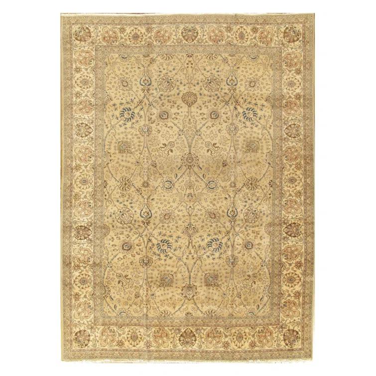 Pasargad Antique One-of-a-Kind Rectangle 9'6" X 13'5" 1910s Wool Area Rug in Beige/Peach
