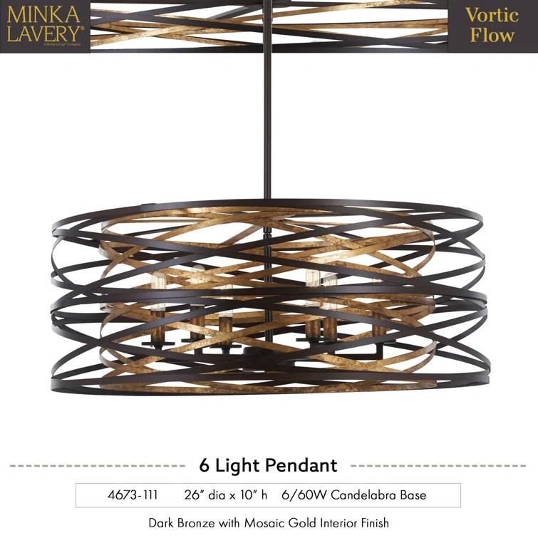 Minka Lavery Dark Bronze Mosaic Gold Chandelier 26" Wide Modern 6-Light Fixture for Dining Room House Foyer Kitchen Entryway Home
