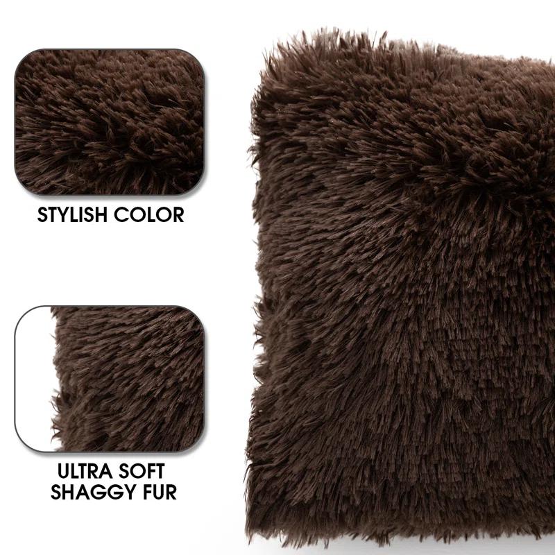 Cheer Collection Faux Fur Throw Pillow (Set of 2)