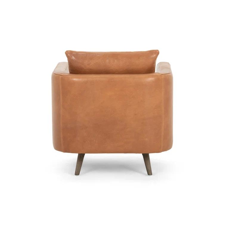 Rounded Back Leather Swivel Chair