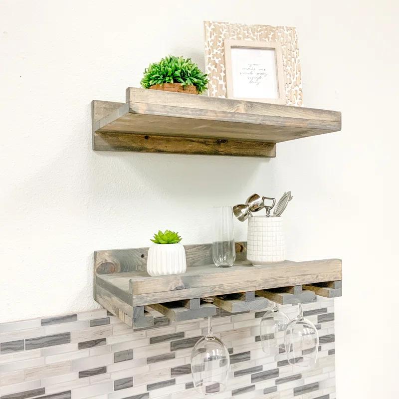 Birch Lane™ Charla Solid Wood Wall Mounted Wine Glass Rack