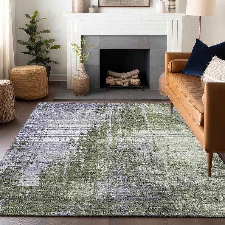 Premium Machine Washable Mayfield Olive Rug