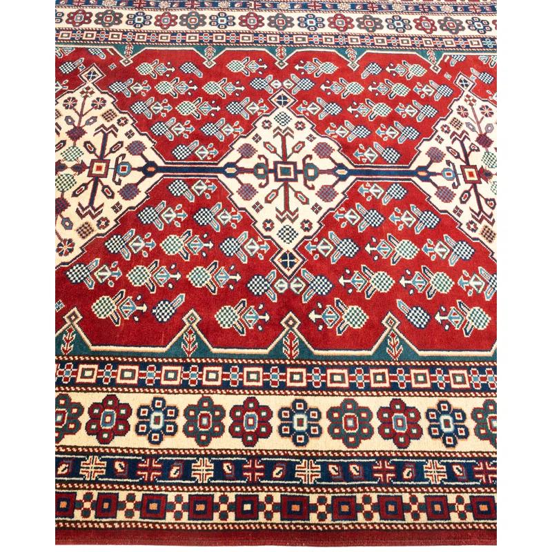 Tribal One-of-a-Kind 5' 1" X 6' 10" 2010s Area Rug in Red/Ivory/Blue