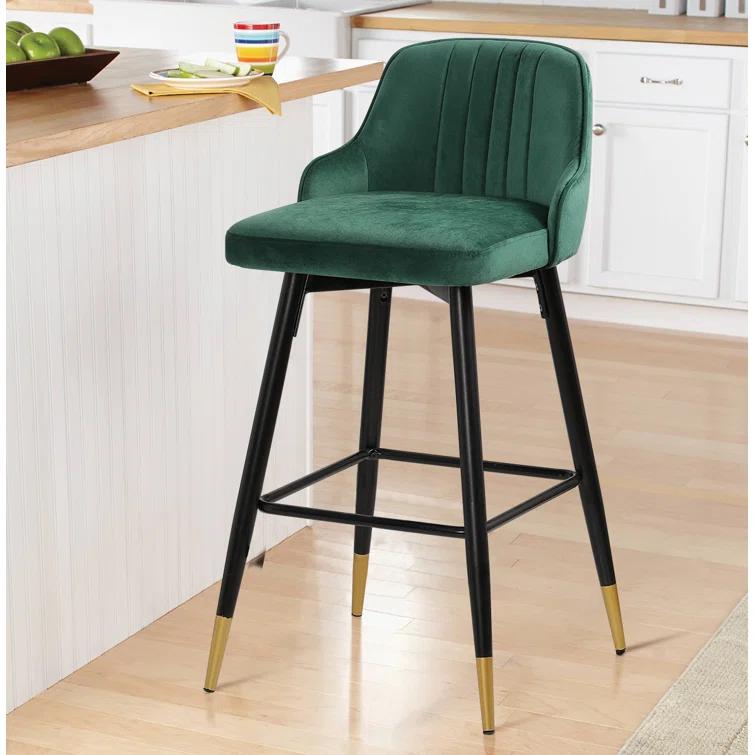 Swivel Velvet Upholstered Counter & Bar Stool (Set of 2)