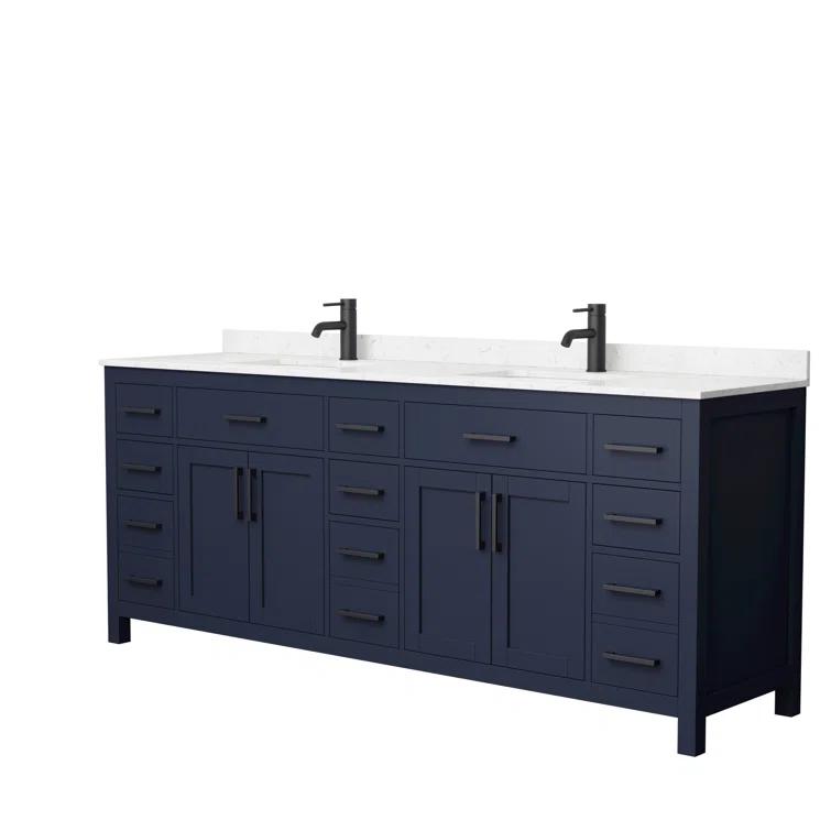 Beckett 84" Freestanding Double Bathroom Vanity with Cultured Marble Top