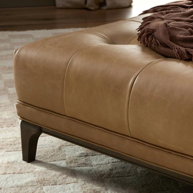 Dylan Mid-Century Rider Black Leather Chaise Lounge