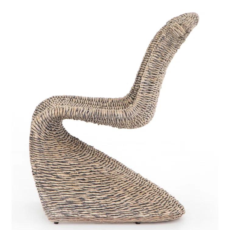 Portia Contemporary Gray Wash Rattan Side Chair
