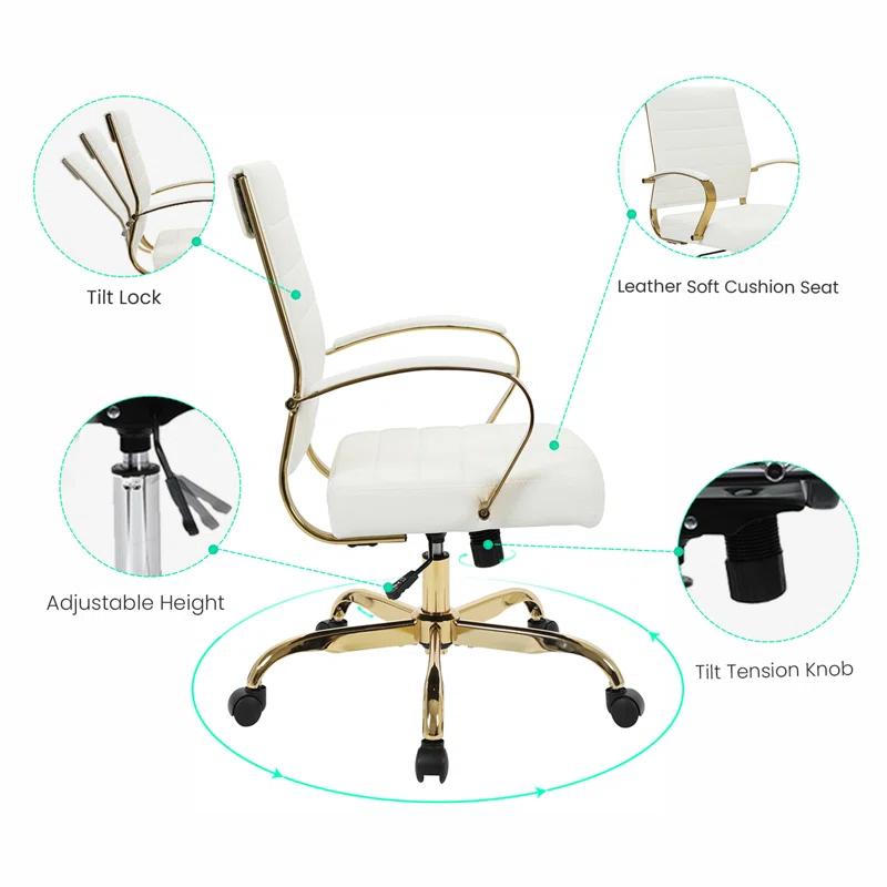 Everly Quinn Naudain Leather Office Conference Chair Modern Executive Meeting Room Chairs
