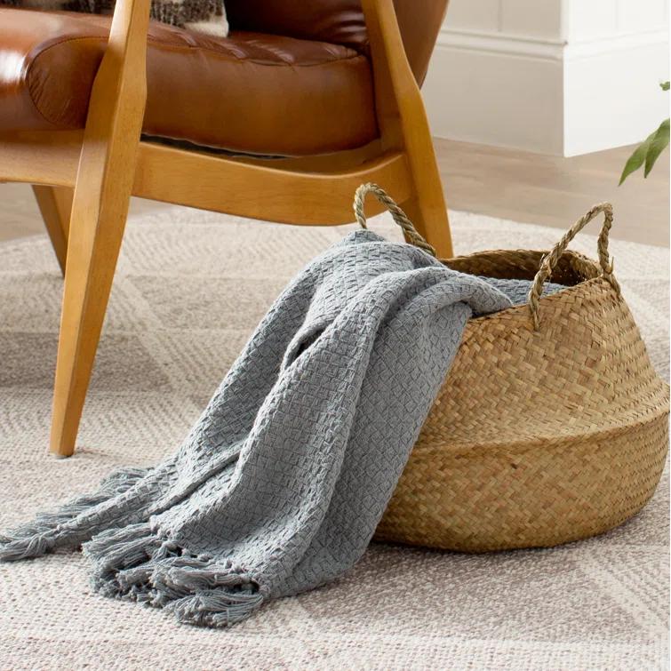 Seagrass Basket with Handles 12" x 19" Natural  - Storied Home