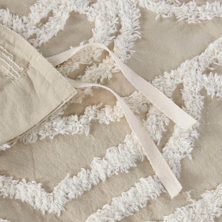 Laetitia Tufted Chenille Cotton 3 Piece Medallion Duvet Cover Set