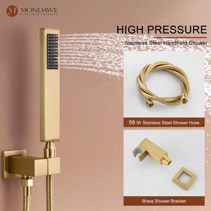 3 Functions Wall Mount Thermostatic Complete Shower System with 6 Body Jets, Rough-in Valve