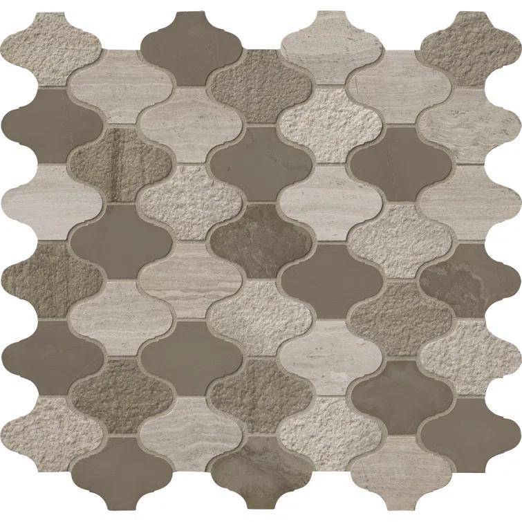 Arctic Storm Arabesque Marble Mosaic Tile in Gray