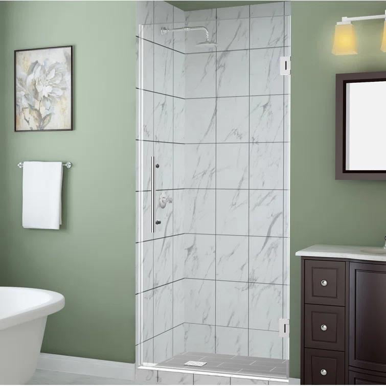 Kinkade 29.75" - 30.25" W x 72" H Frameless Hinged Shower Door