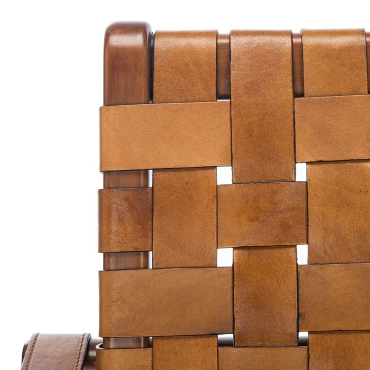 Brenton Solid Brown Leather Loveseat Bench