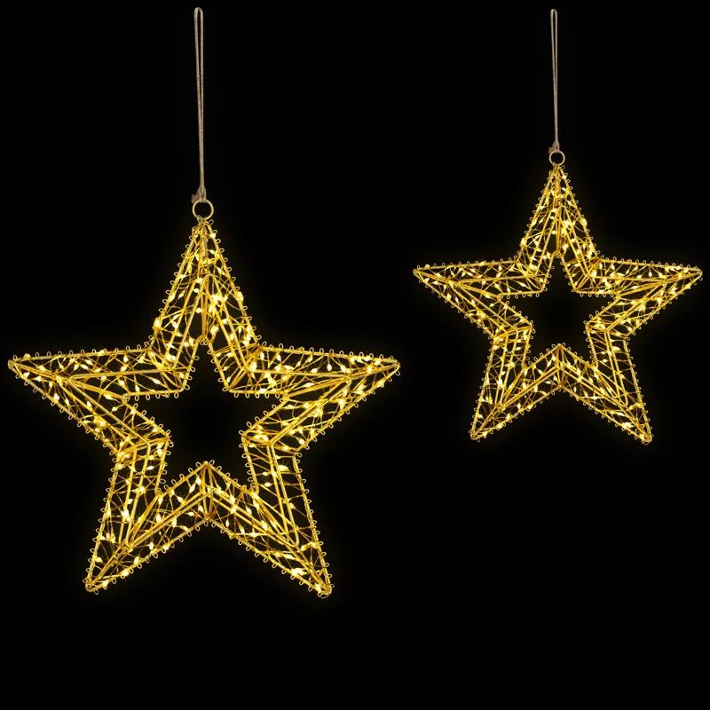 Northlight Seasonal LED Lighted Stars Outdoor Christmas Decorations - 18" - Gold - Set Of 2