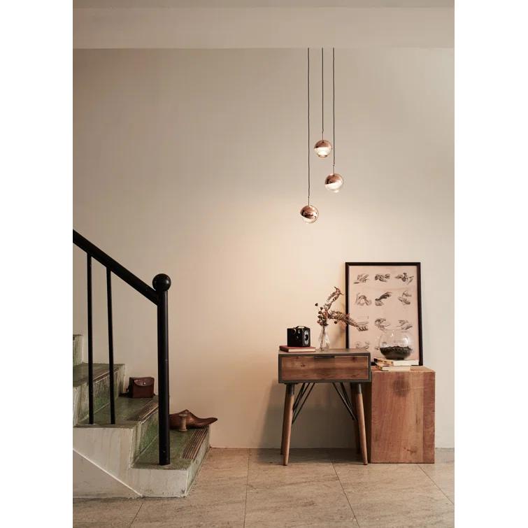 Black Glass LED Globe Pendant Light Trio