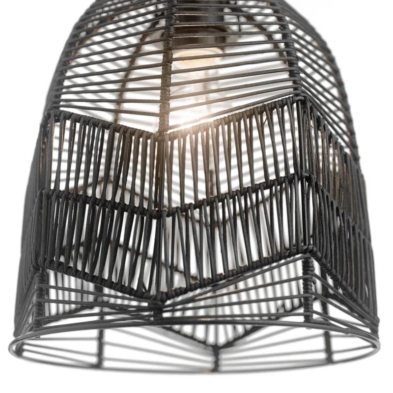 10"W Amher 1-Light Black Rattan Pendant Light