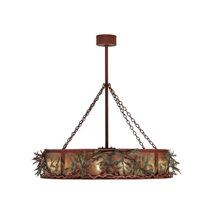 Rustic Lodge 12 - Light Dimmable Drum Chandelier