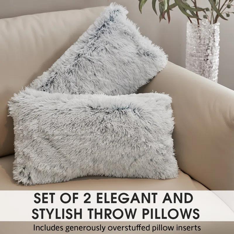 Cheer Collection Cheer Collection Shaggy Hair Decorative Throw Pillows (Set of 2)