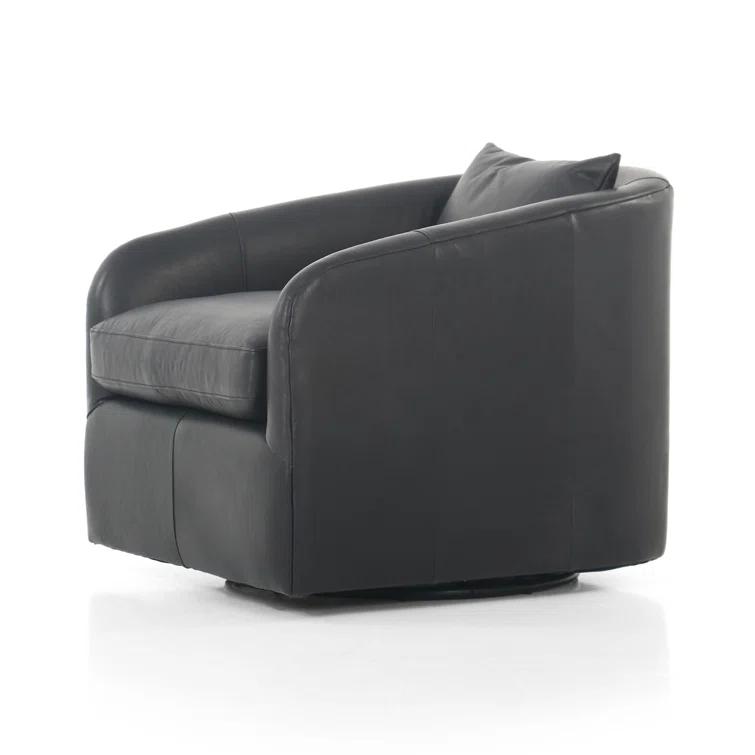 Paralimni Genuine Leather Swivel Armchair