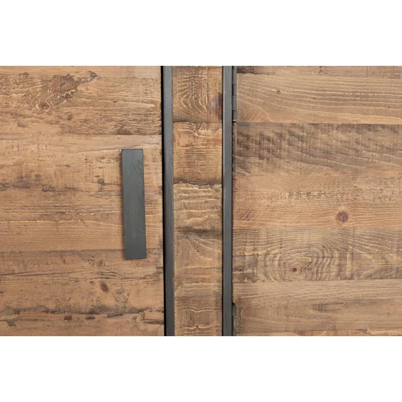 Martine Reclaimed Pine and Iron 79" Media Console with Cabinet