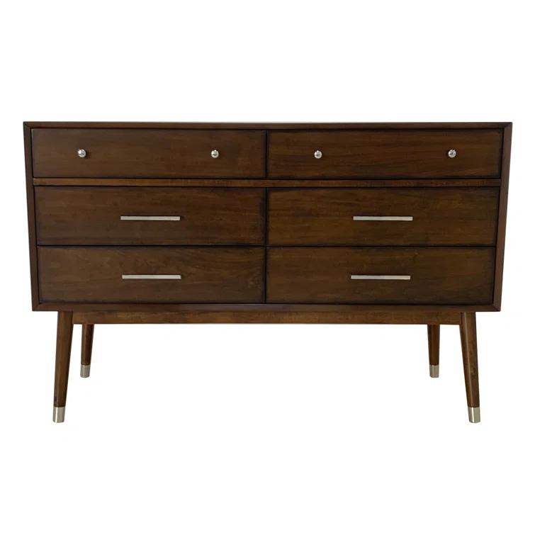 Safavieh Couture Home Collection Madden Retro 6-Drawer Dresser, Silver/Walnut