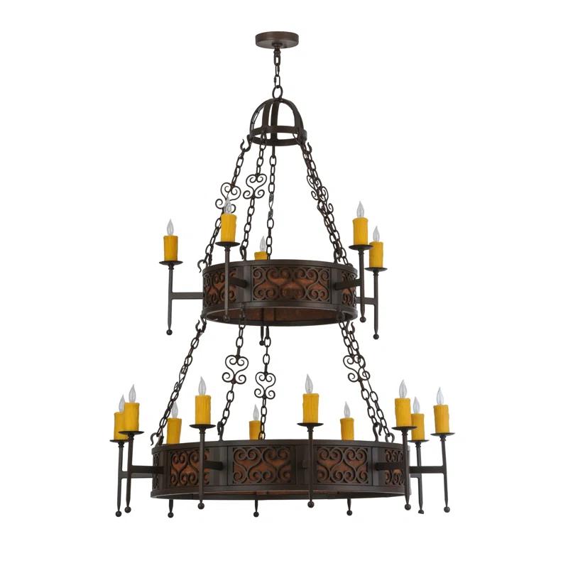 Toscano 48" Bronze Two-Tier Candle Chandelier
