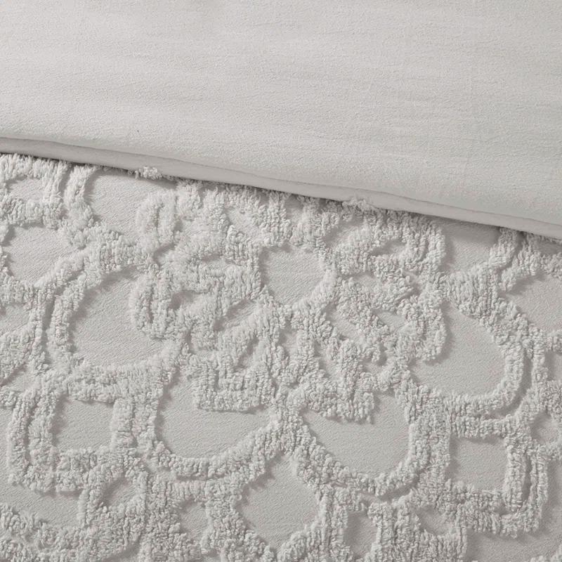 Laetitia Tufted Chenille Cotton 3 Piece Medallion Duvet Cover Set