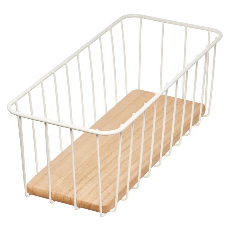 Wire & Wood Kitchen Pantry And Cabinet Organizer Bin, 14” X 6” X 5”