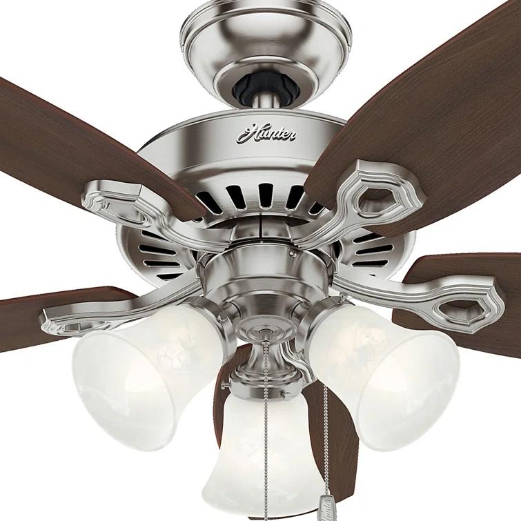 Hunter Fan 42" Builder 5 - Blade Standard Ceiling Fan with Pull Chain and Light Kit Included