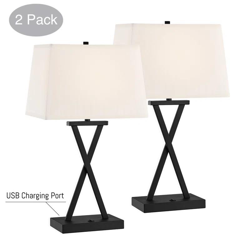 Three Posts™ Monterey Metal USB Table Lamp (Set of 2)