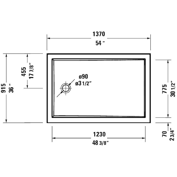 Duravit 720244000000090 Architec 36" W x 60" D Single Threshold Shower Base