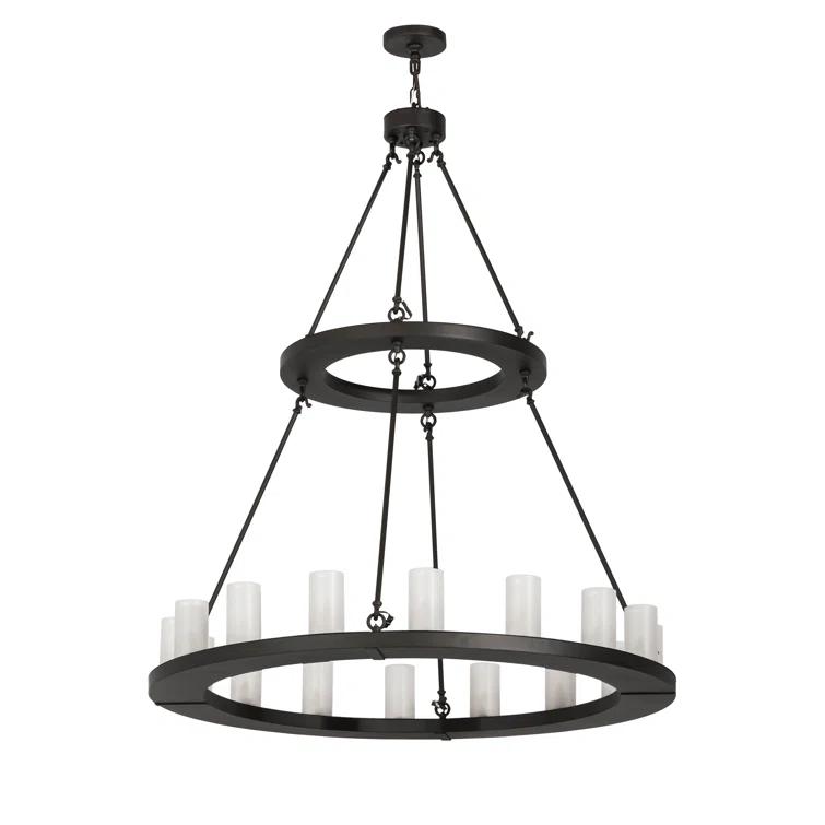 Loxley 16-Light Oil Rubbed Bronze Chandelier with Frosted Glass