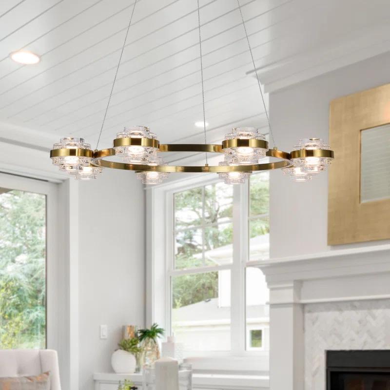 Milano 33-In Ring 8-Light Height Adjustable ETL Certified Integrated LED Circular Chandelier