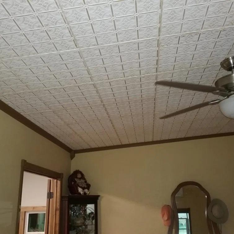 A La Maison Ceilings Emma's Flowers 1.64 ft. x 1.64 ft. Glue-Up Polystyrene Ceiling Tile (Set of 8)