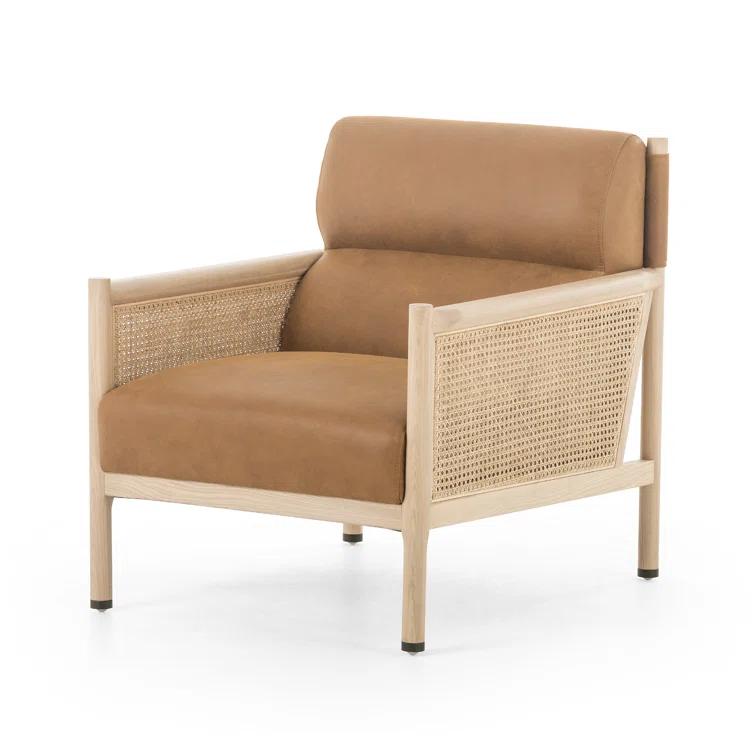 Kennison Cognac Handcrafted Leather Accent Chair