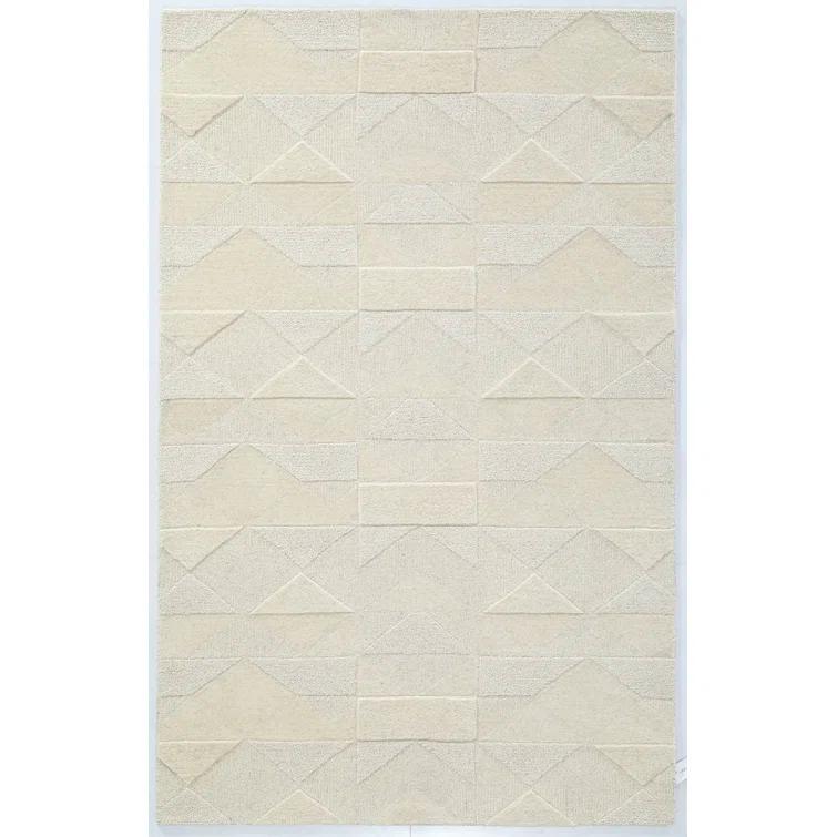 NuStory Essential Ridge 5' x 8' Hand-Tufted Wool Area Rug in Ivory