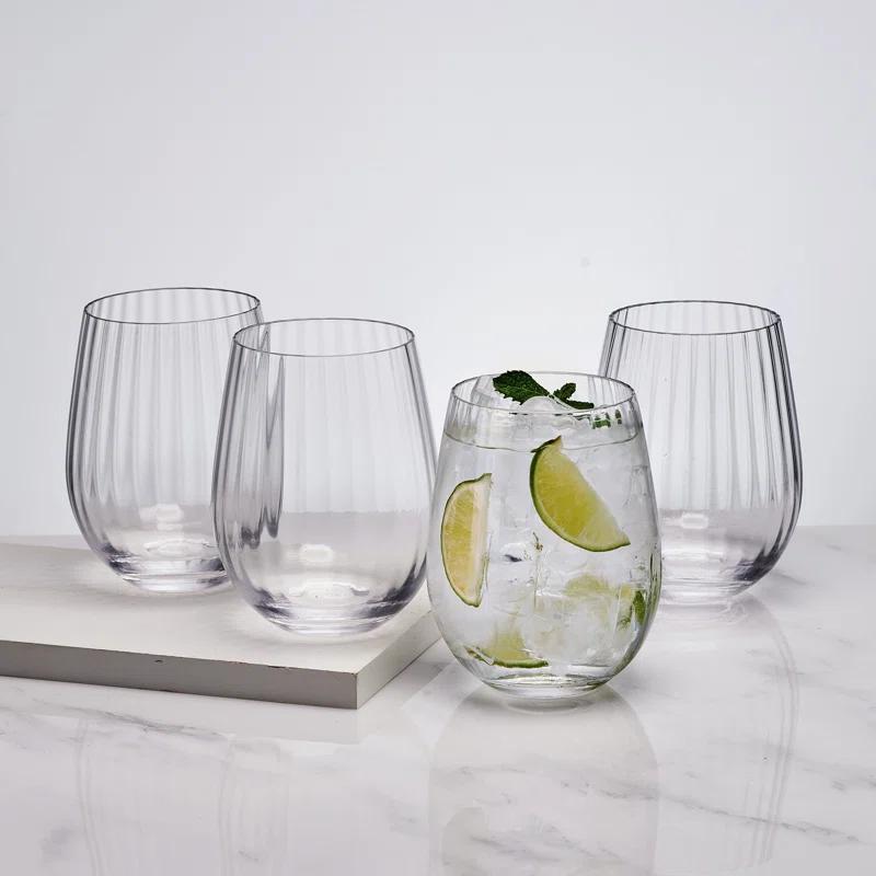 Mikasa Mikasa Optic 18.5-Oz Stemless Wine Glasses, Set Of 4