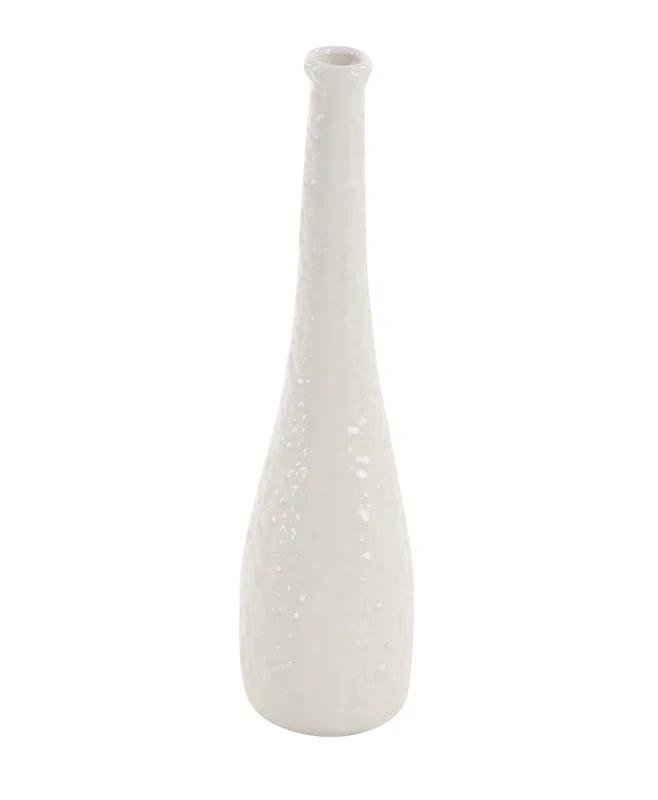 Ceramic Slim Textured Bottleneck Decorative Vase with Varying Patterns Set