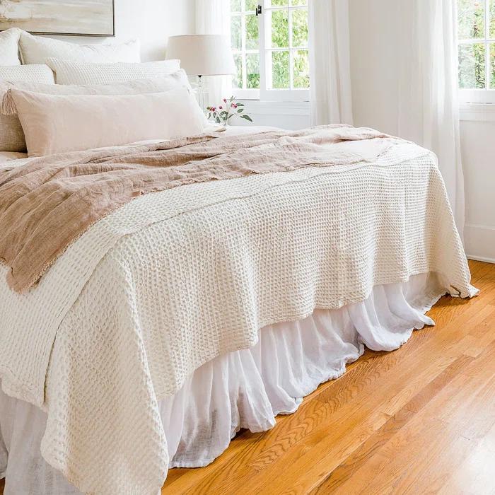 Zuma Cotton Waffle Weave Blanket by Pom Pom at Home - Cream / King