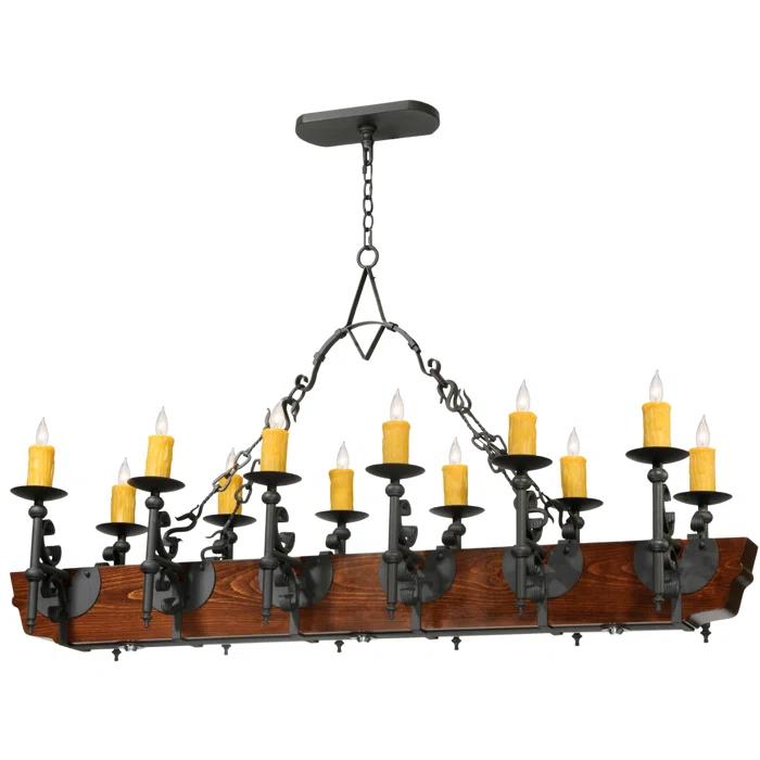 Rustic Lodge 15 - Light Dimmable Square / Rectangle Chandelier